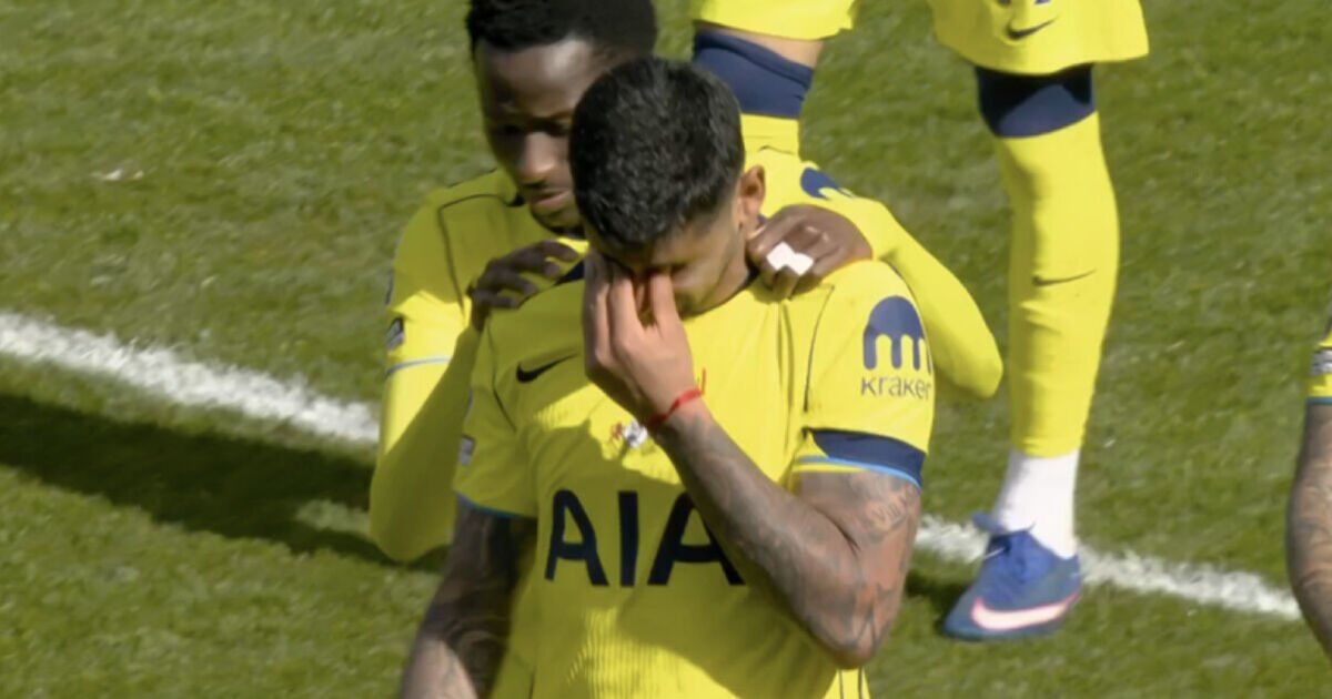 Cristian Romero leaves pitch in tears as Tottenham clash suspended | Football | Sport